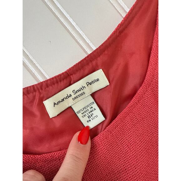 Amanda Smith Petite Red Sleeveless Midi Dress & Short Sleeve Cardigan Set Sze 8 - Picture 8 of 11